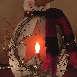 Wooden Snowman with lights